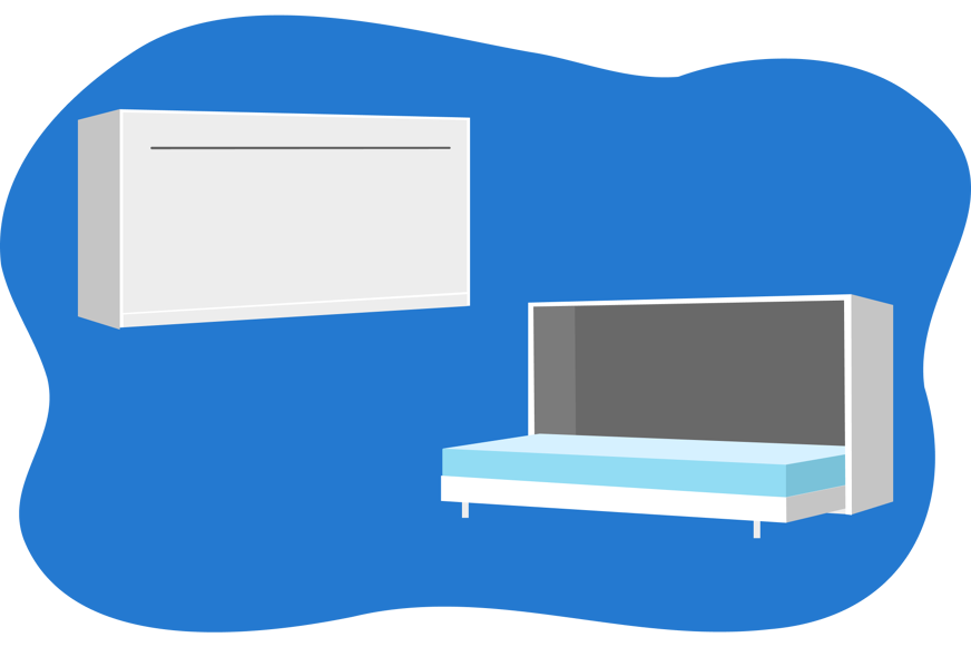 Ilustração de uma cama retrátil horizontal